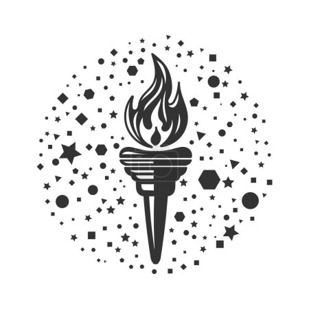 Vintage Retro Burning Torch Fire Flame for Sport Energy Illustration Design Vector
