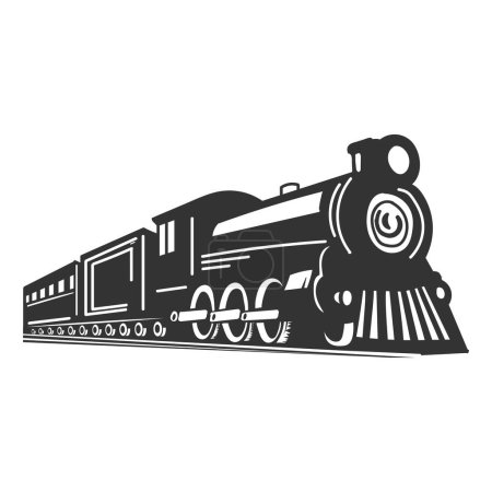 Vecteur de conception d'illustration de machine de train à vapeur de vieille locomotive vintage