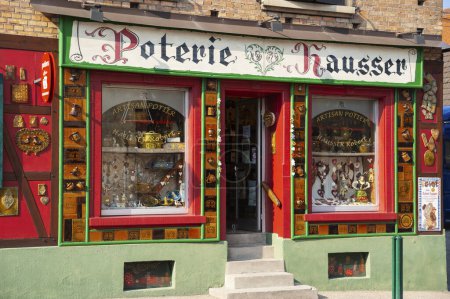 Photo for Soufflenheim, France - May 05, 2022: Shop selling traditional pottery in Soufflenheim. Bas-Rhin department in Alsace region of France - Royalty Free Image