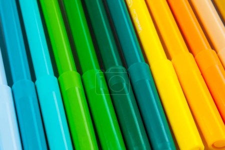 Photo for Assortment of colored markers in order - Royalty Free Image