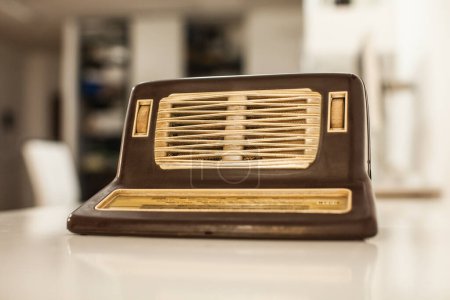 Photo for Old retro radio on table - Royalty Free Image