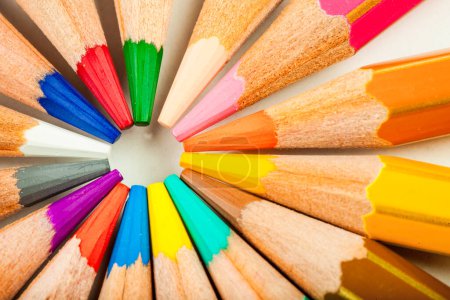 Photo for Colored pencils arranged in a circle - Royalty Free Image