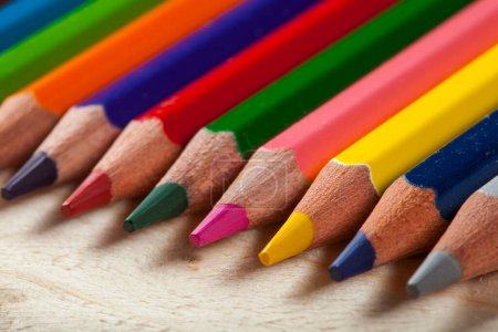 Photo for Row of assorted colored pencils - Royalty Free Image