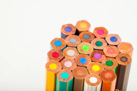 Photo for Back assorted colored pencils. White background - Royalty Free Image