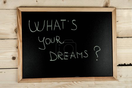 Photo for 'what your dream' written in white chalk on blackboard - Royalty Free Image