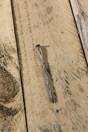 Photo for Nail on an isolated wood - Royalty Free Image