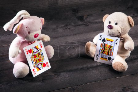 Photo for Soft toys with playing cards - Royalty Free Image