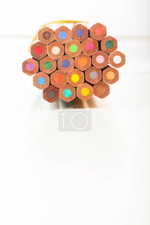 Photo for Back assorted colored pencils. White background - Royalty Free Image