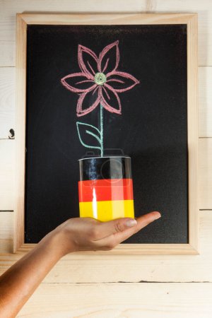 Photo for Chalkboard with flower and cup design - Royalty Free Image