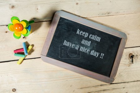 Photo for Chalkboard with lettering "keep calm and have a good day" - Royalty Free Image