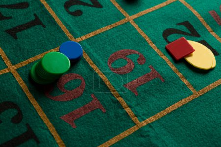 Photo for Roulette game board with colored chips - Royalty Free Image