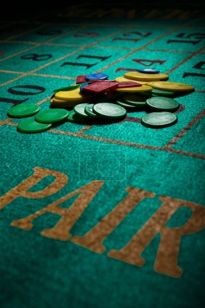 Photo for Roulette game board with colored chips - Royalty Free Image