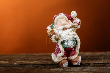 Photo for Christmas decoration, wooden toy gnome with christmas tree. - Royalty Free Image