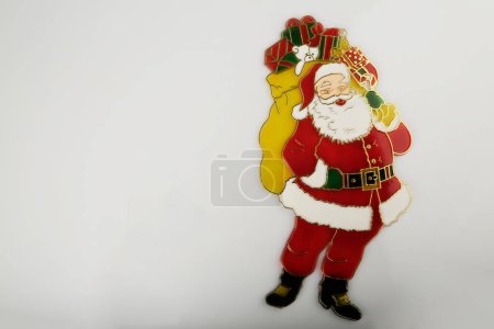 Photo for Cute decorative santa claus puppet on  white background - Royalty Free Image