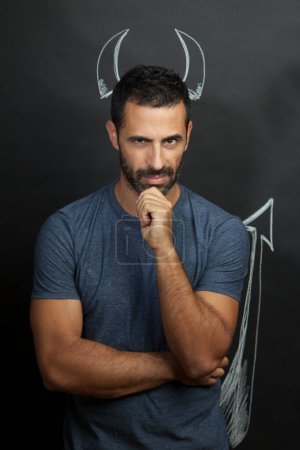 Photo for Man with horns of devil - Royalty Free Image
