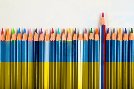 Photo for Composition of colored pencils on a white background - Royalty Free Image