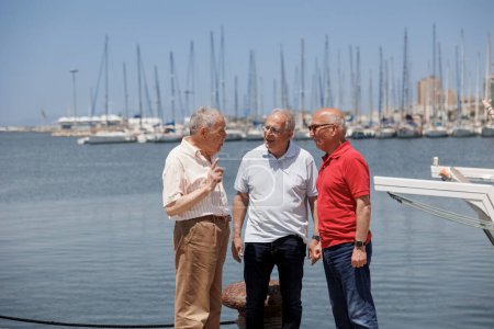 Foto de Grupo de hombres mayores felices en frente del mar - Imagen libre de derechos