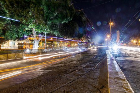 Photo for Blurred view of street in the downtown at night - Royalty Free Image