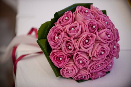 Téléchargez les photos : Roses roses sur fond blanc - en image libre de droit