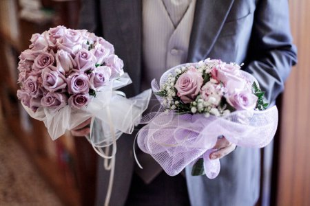 Photo for Wedding bouquet of purple peonies - Royalty Free Image
