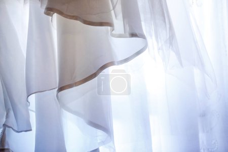 Photo for Beautiful white curtains on the window - Royalty Free Image