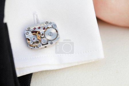 Photo for Close up of  watch mechanism on white - Royalty Free Image