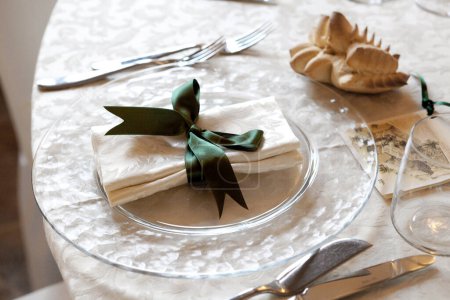 Photo for Beautiful table setting for a wedding dinner - Royalty Free Image