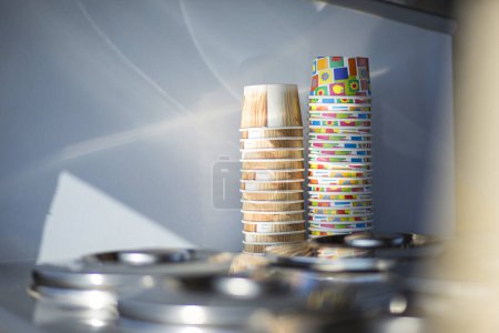 Photo for A closeup shot of a colorful paper cups - Royalty Free Image