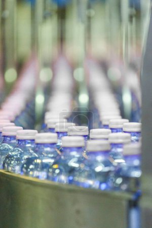 Photo for Production line in factory, plastic bottles - Royalty Free Image