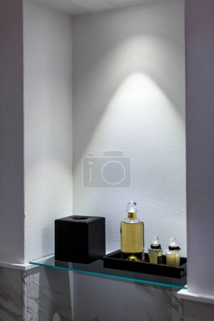 Téléchargez les photos : Intérieur de salle de bain de luxe avec lampe et lampe - en image libre de droit
