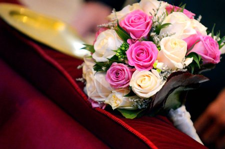 Photo for Beautiful bridal bouquet with flowers, close up - Royalty Free Image