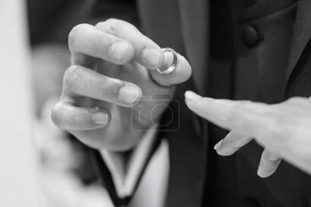 Photo for Wedding couple in black and white. - Royalty Free Image