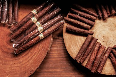 Photo for Cigars on wooden boards - Royalty Free Image