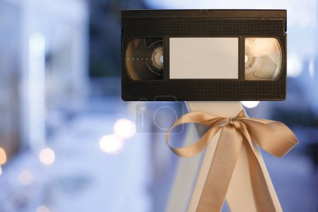 Photo for Retro video cassette on a blurred background - Royalty Free Image