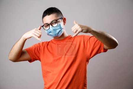 Photo for Young man wearing medical mask health care - Royalty Free Image