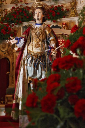 Photo for Statue of Saint Effisio. Festival of Sant'Efisio in Cagliari, Sardinia. - Royalty Free Image