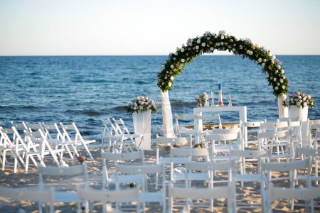 Photo for Setting up a wedding by the sea - Royalty Free Image