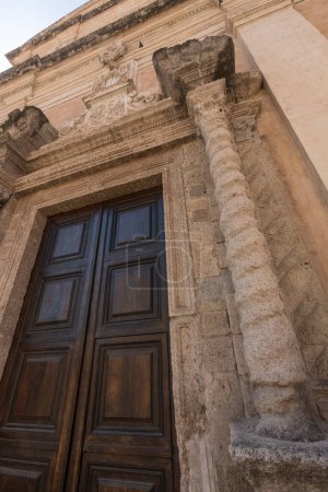 Photo for Facade of the cathedral of Sassari, dedicated to Saint Nicholas. Romanesque - Gothic Renaissance - Baroque architectural style built from the 12th to the 18th century. Sassari, Sardinia, Italy, Europe - Royalty Free Image