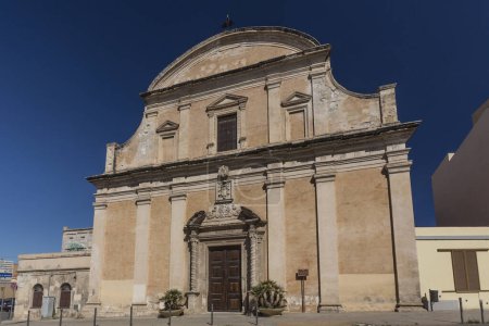 Photo for Facade of the cathedral of Sassari, dedicated to Saint Nicholas. Romanesque - Gothic Renaissance - Baroque architectural style built from the 12th to the 18th century. Sassari, Sardinia, Italy, Europe - Royalty Free Image