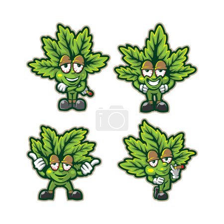 Ilustración de Vector de diseño del logotipo de la mascota del cannabis con un moderno estilo de concepto de ilustración para la impresión de insignias, emblemas y camisetas. Pack mascota inteligente ilustración cannabis. - Imagen libre de derechos