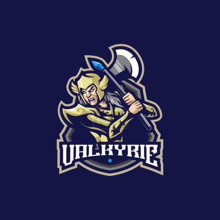 Illustration for Valkyrie mascot logo design vector with modern illustration concept style for badge, emblem and t shirt printing. Valkyrie illustration for sport and esport team. - Royalty Free Image