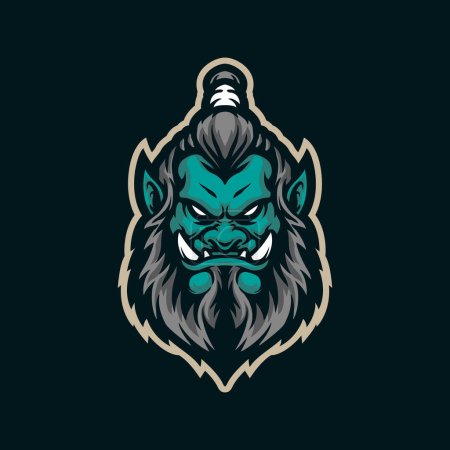 Orc mascot logo design with modern illustration concept style for badge, emblem and t shirt printing. Orc head illustration.