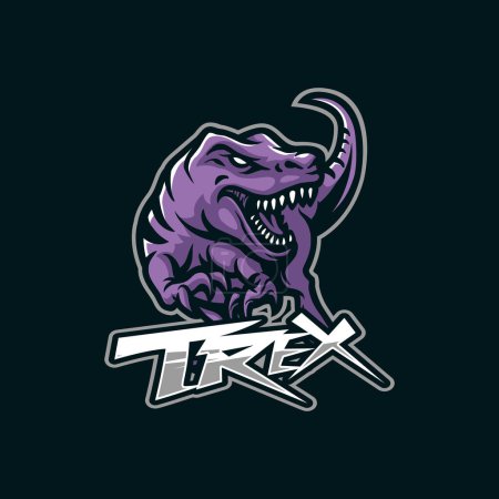 Trex Maskottchen Logo Design mit modernem Illustrationskonzept für Badge, Emblem und T-Shirt Druck. Wütende Trex-Illustration.