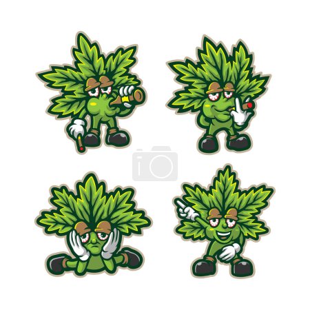 Ilustración de Vector de diseño del logotipo de la mascota del cannabis con un moderno estilo de concepto de ilustración para la impresión de insignias, emblemas y camisetas. Pack mascota inteligente ilustración cannabis. - Imagen libre de derechos
