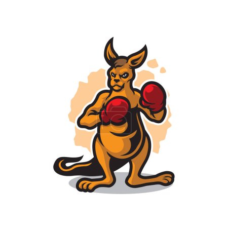 Téléchargez les photos : Vecteur de conception de logo de mascotte de kangourou avec un style de concept d'illustration moderne pour l'impression de badge, d'emblème et de t-shirt. Illustration de boxe kangourou. - en image libre de droit
