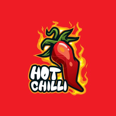 Chilli mascot logo design vector with modern illustration concept style for badge, emblem and t shirt printing. Hot chilli illustration.