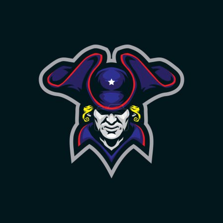Illustration for Patriot mascot logo design vector with modern illustration concept style for badge, emblem and t shirt printing. Patriot head illustration. - Royalty Free Image