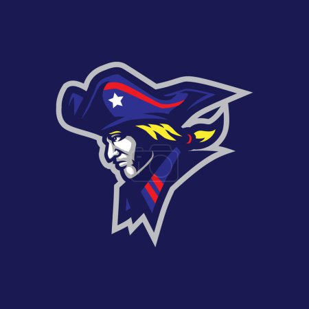 Illustration for Patriot mascot logo design vector with modern illustration concept style for badge, emblem and t shirt printing. Patriot head illustration for sport and esport team. - Royalty Free Image