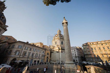 Photo for Rome, Italy - July 27, 2022: Colonna Traiana, Trajan's Column, Roman triumphal column in Rome, Italy, that commemorates emperor Trajan victory in the Dacian Wars. - Royalty Free Image