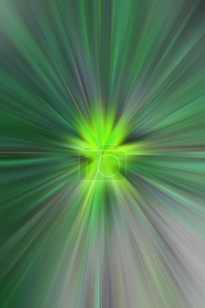 Foto de La explosión verde que la estrella, los sutiles rayos grises y blancos emanan del centro. Una ilustración artística o fondo de pantalla para el teléfono, o un elemento interior en la pared. - Imagen libre de derechos